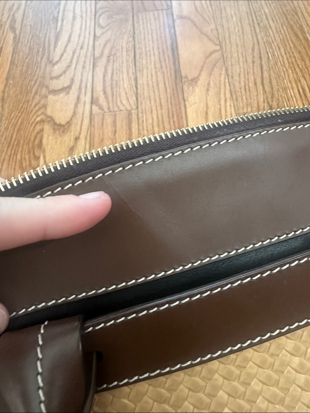 Dooney & Bourke Brown and Tan Woven Satchel With Gold Plaque - Picture 7 of 16
